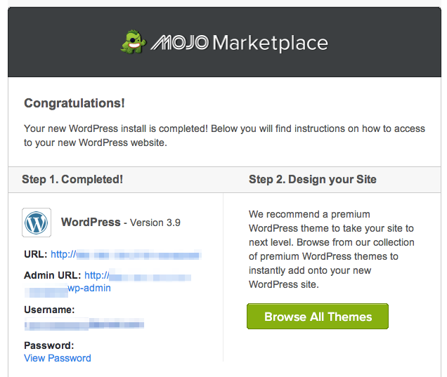 Bluehost wordpress installation complete | design your wordpress site