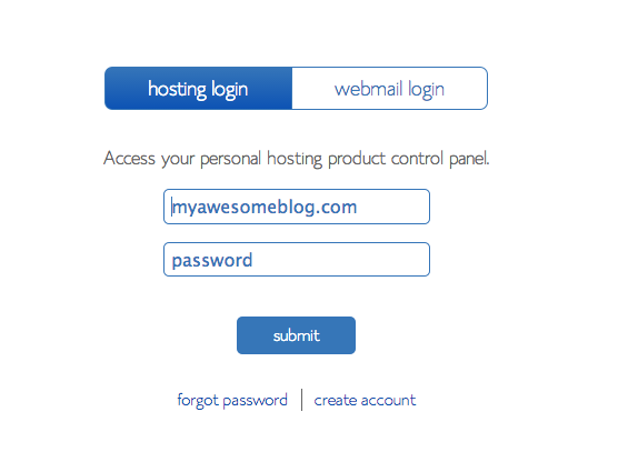 Bluehost login to control panel 