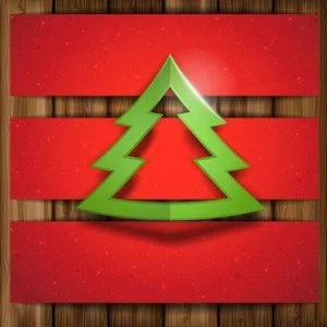 Christmas tree with wood background