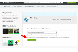 Check Domain to install wordpress on bluehost