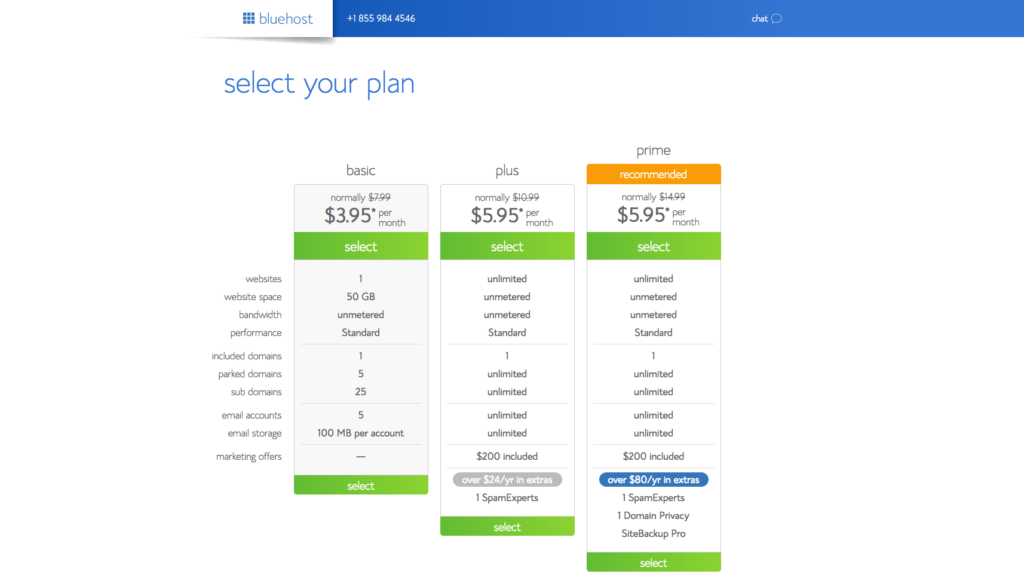 Select Hosting Plan